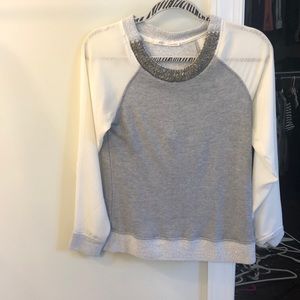 Grey/white sweatshirt blouse